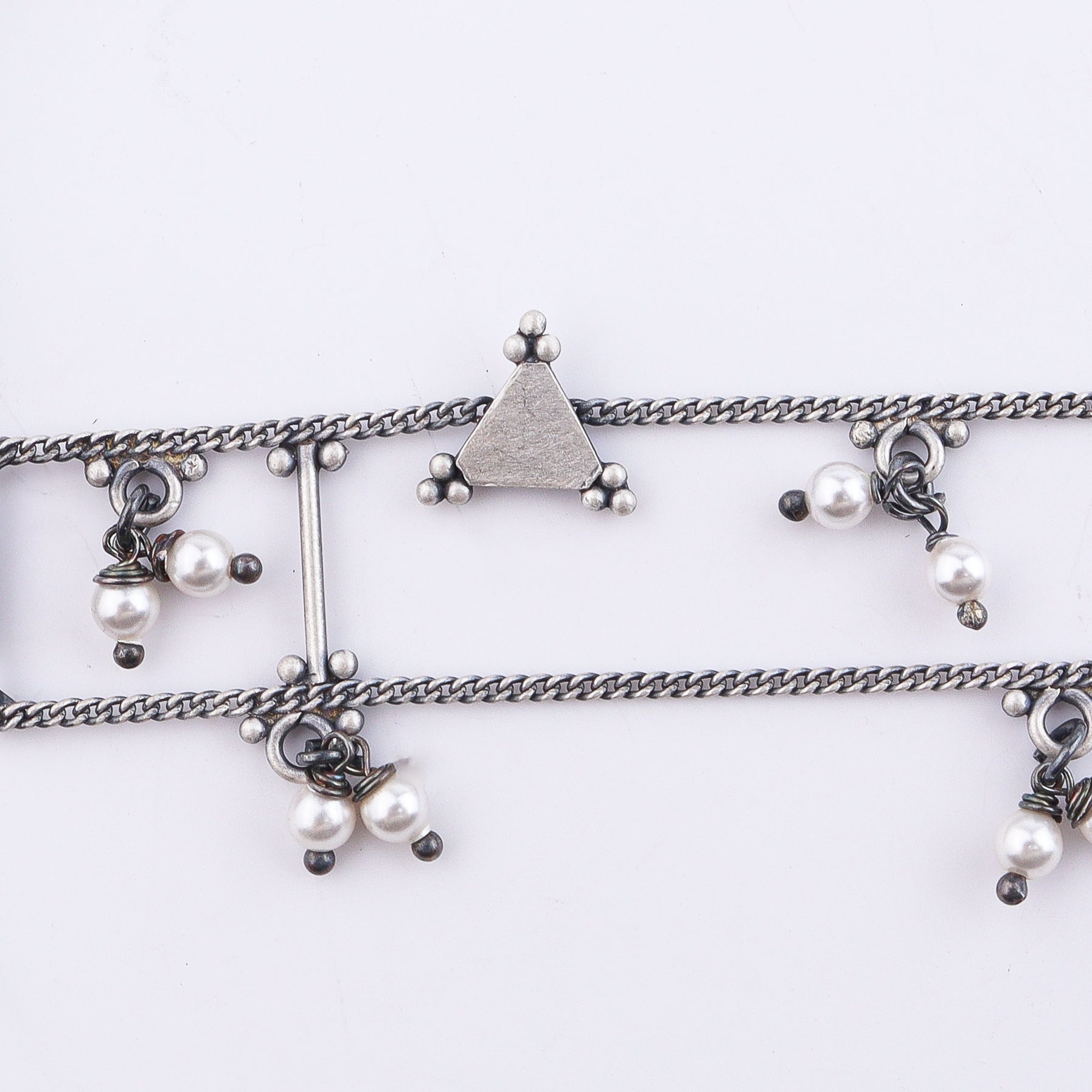 Silver Oxidized Multicharm Choker