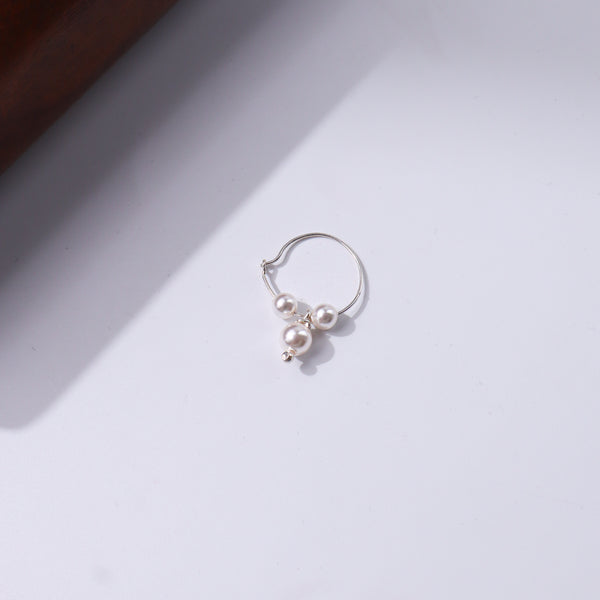 Silver pearl earrings with dangling pearls