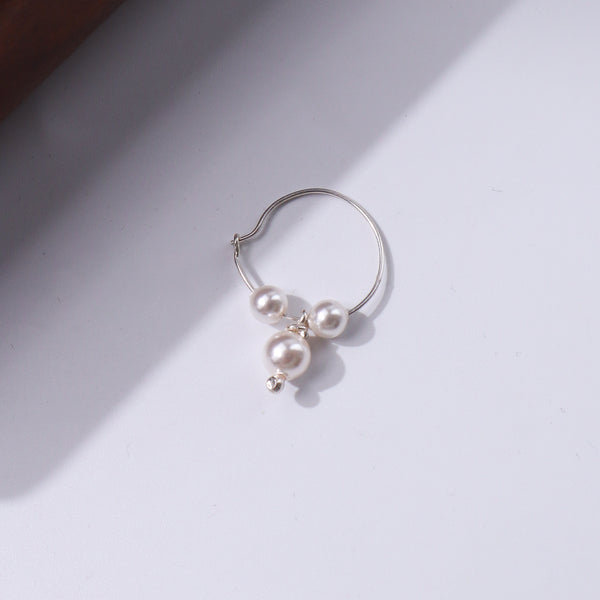 Silver pearl earrings with hoop design