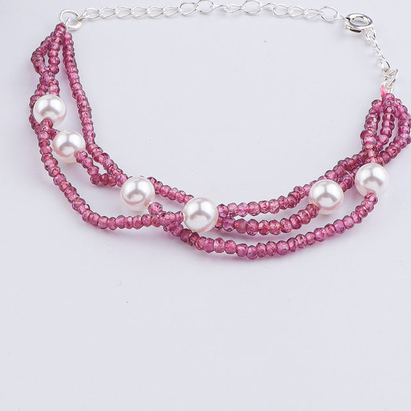 Ruby & Pearl Silver Bracelet (Project Handmade)