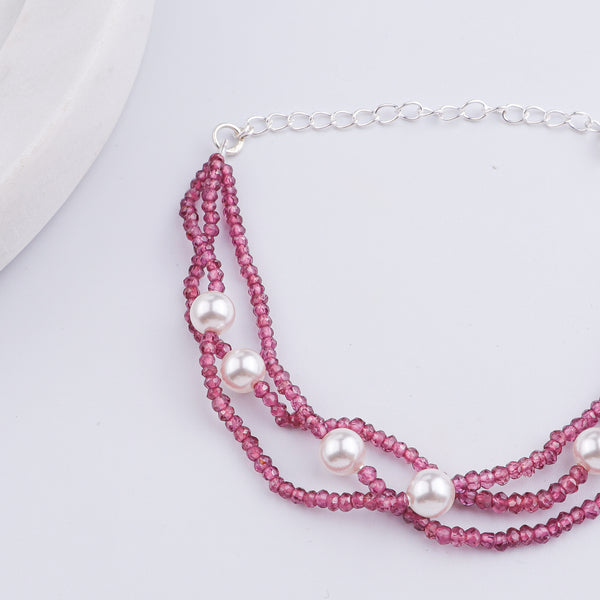 Ruby & Pearl Silver Bracelet (Project Handmade)