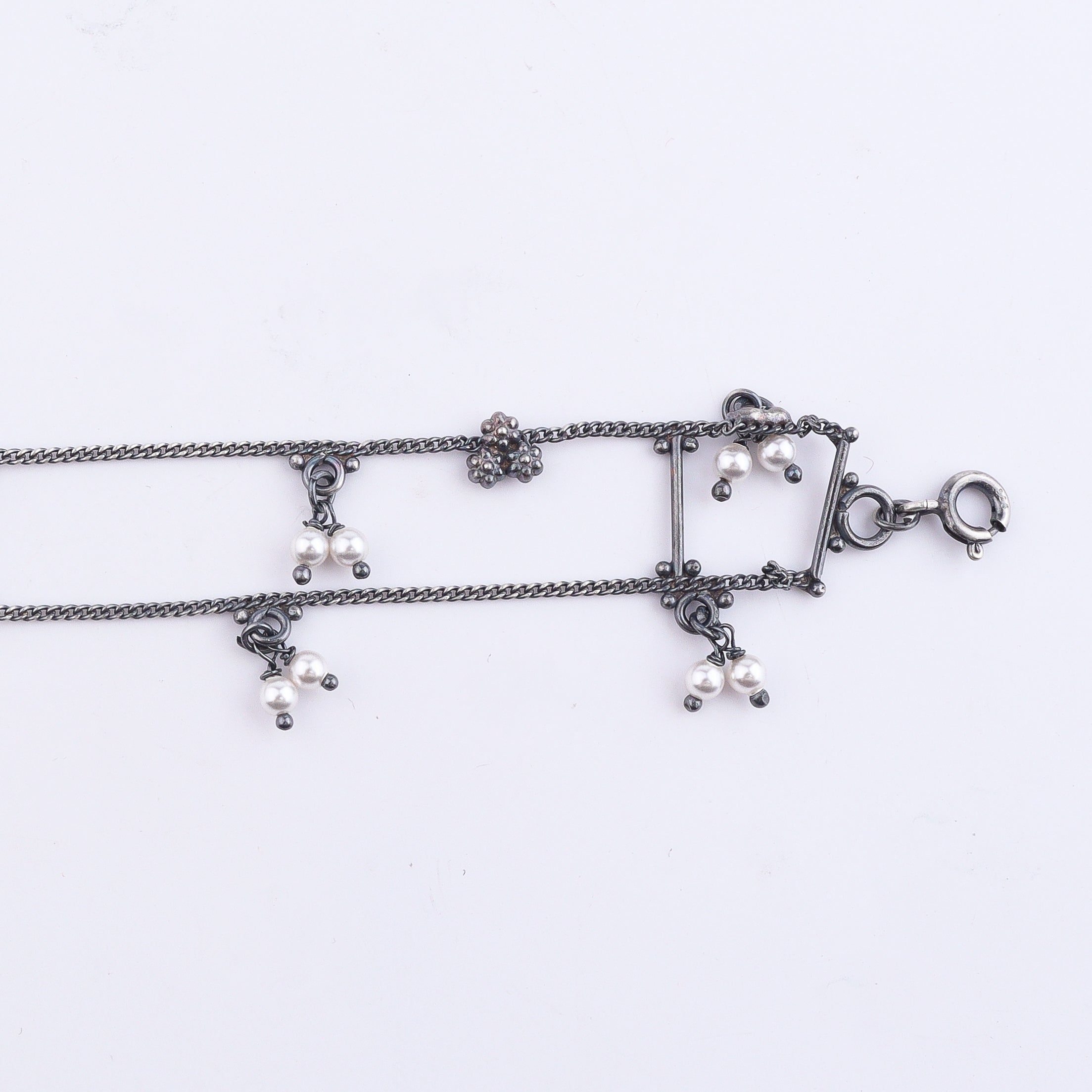 Silver Oxidized Multicharm Anklet