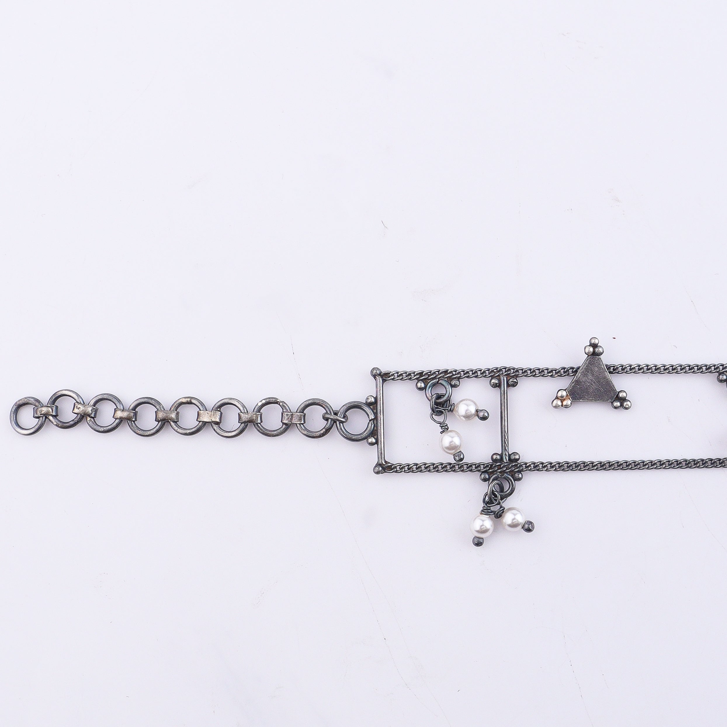 Silver Oxidized Multicharm Anklet