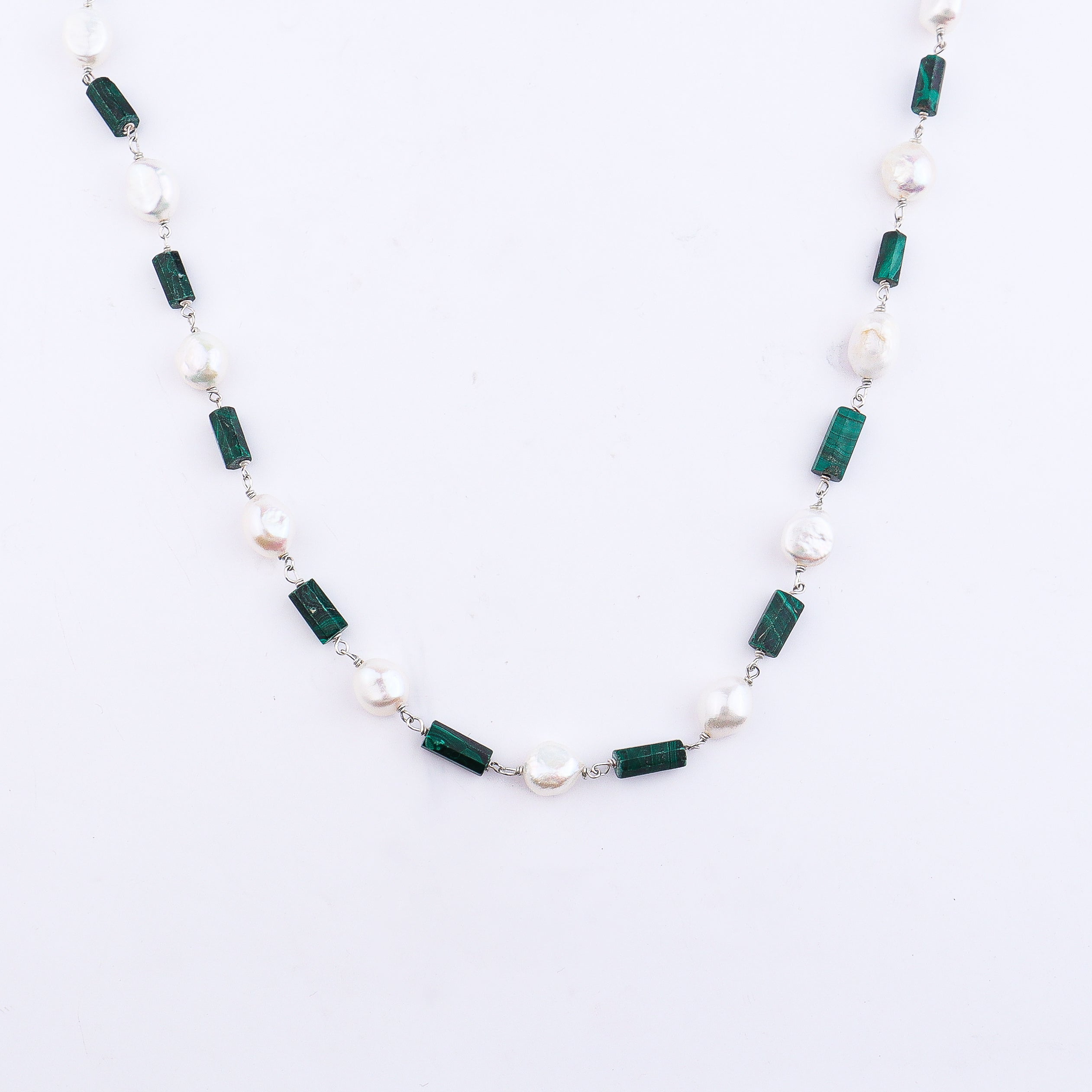 Malachite and Pearl Ganthan Necklace