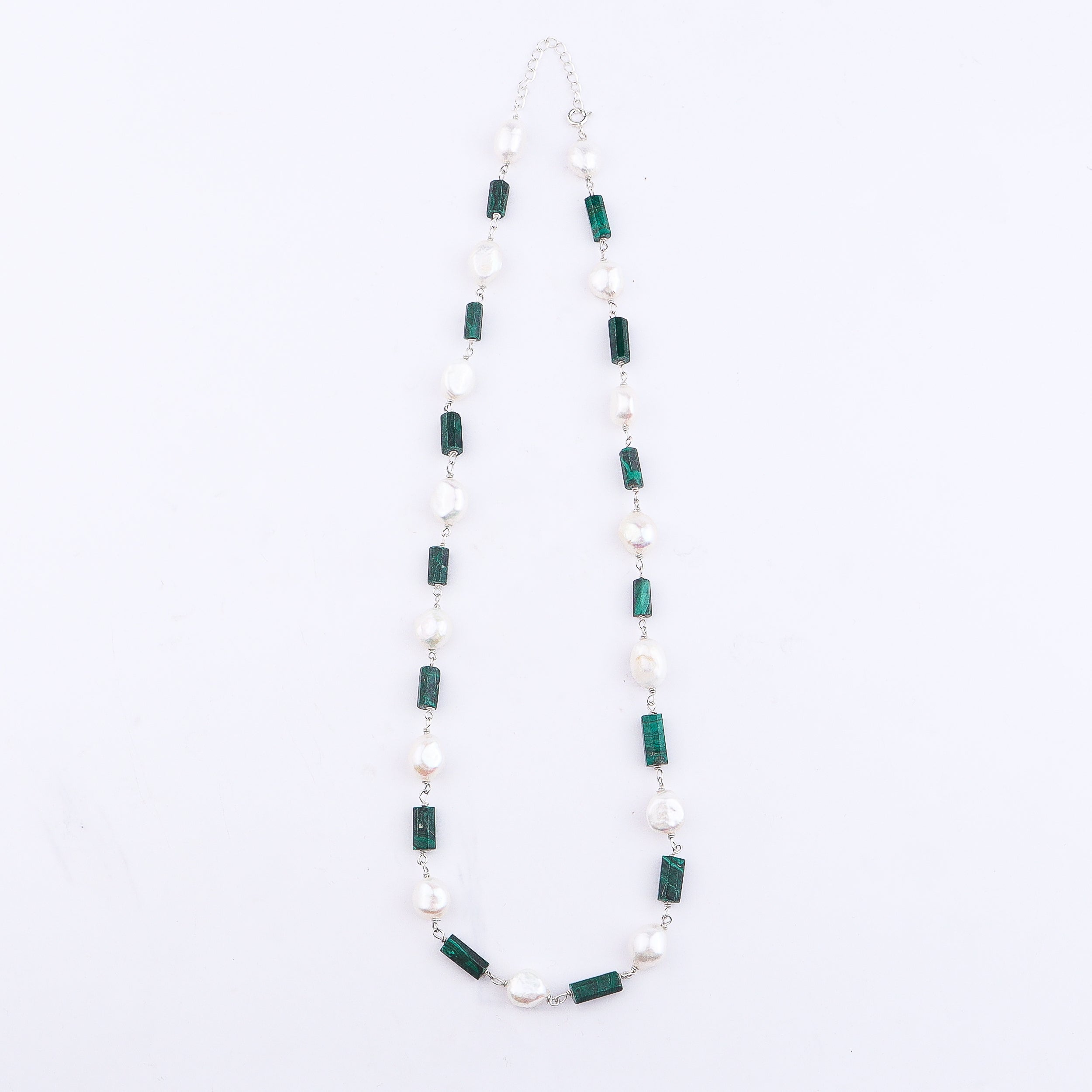 Malachite and Pearl Ganthan Necklace