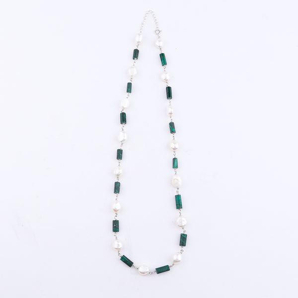 Malachite and Pearl Ganthan Necklace