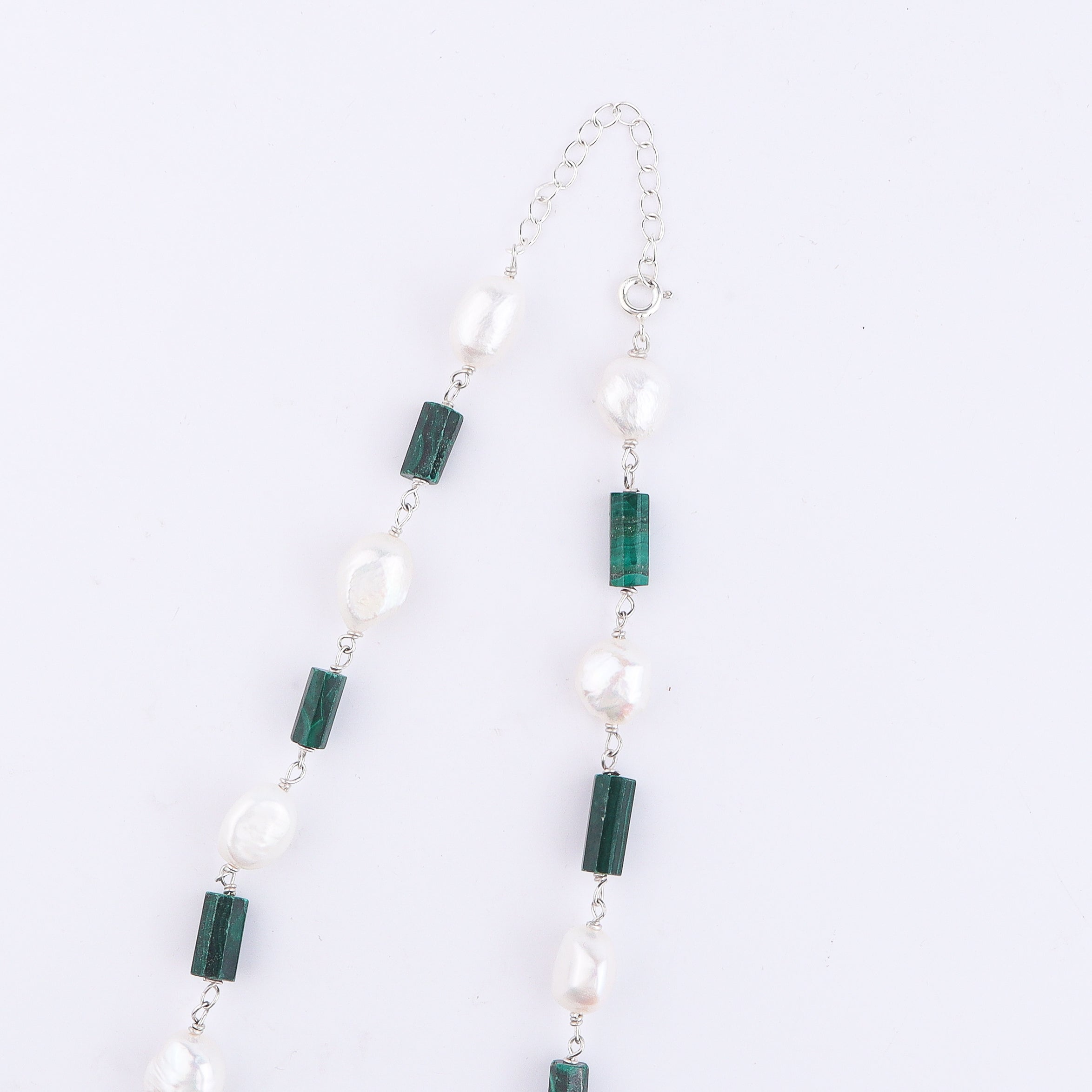 Malachite and Pearl Ganthan Necklace
