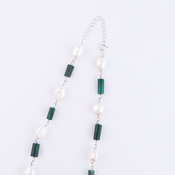 Malachite and Pearl Ganthan Necklace