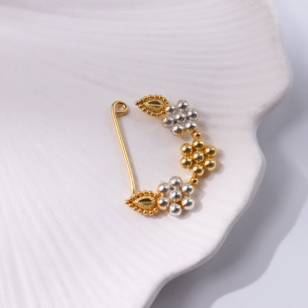 Swarna Rajat Kudi Nath dual-tone silver gold clip-on jewelry