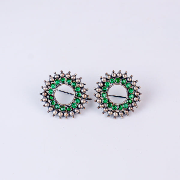 Green Karwar Chakra Earrings