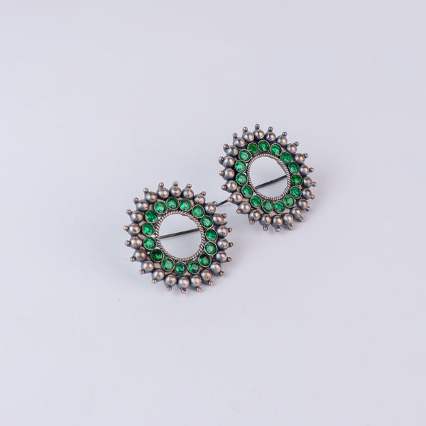 Green Karwar Chakra Earrings