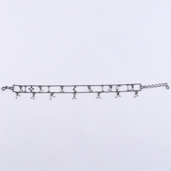 Silver Oxidized Multicharm Anklet
