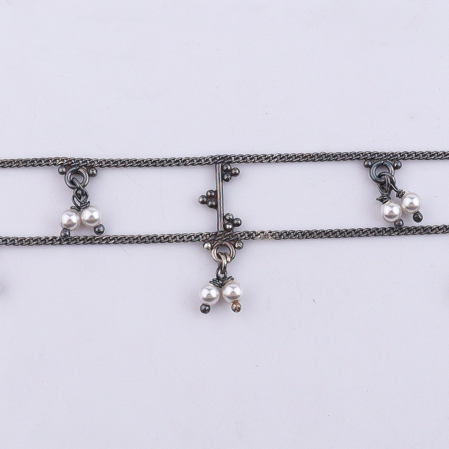 Silver Oxidized Multicharm Anklet