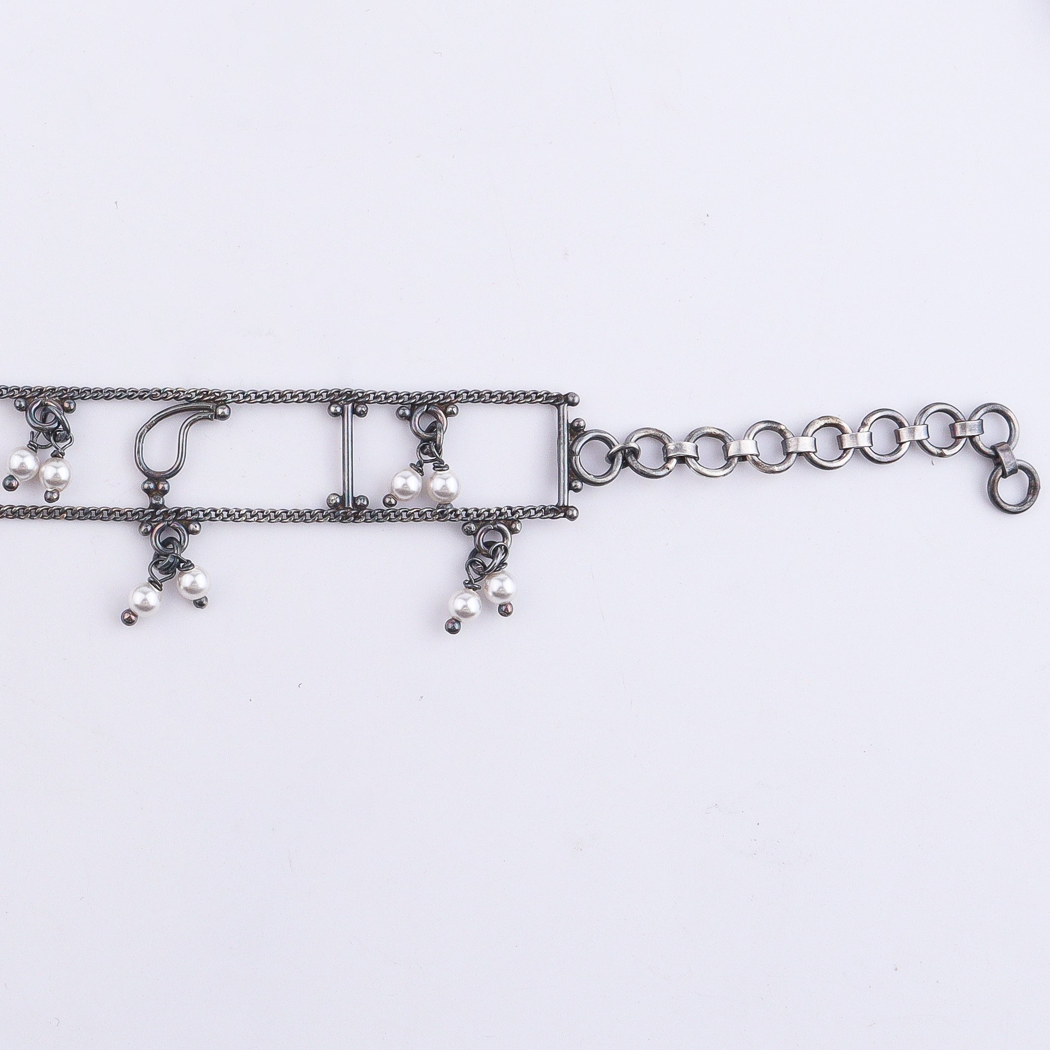 Silver Oxidized Multicharm Anklet