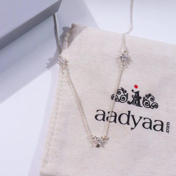 Small CZ Flower Multi Motif Necklace