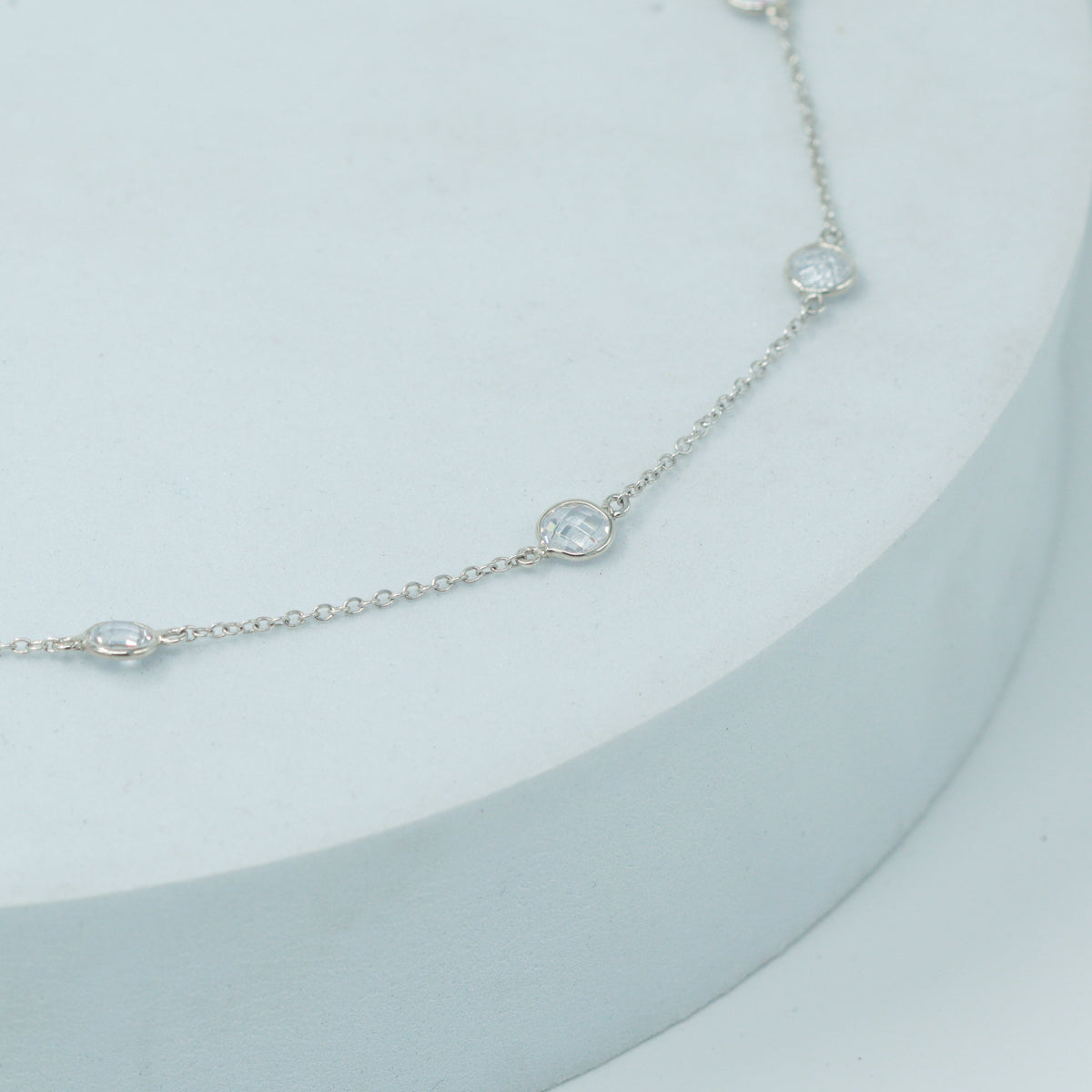 Silver CZ Dot Necklace