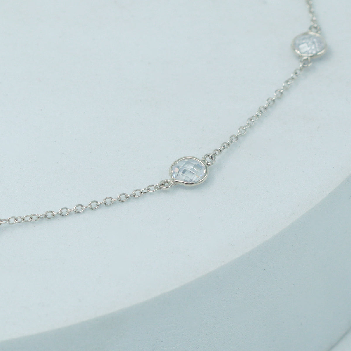Silver CZ Dot Necklace