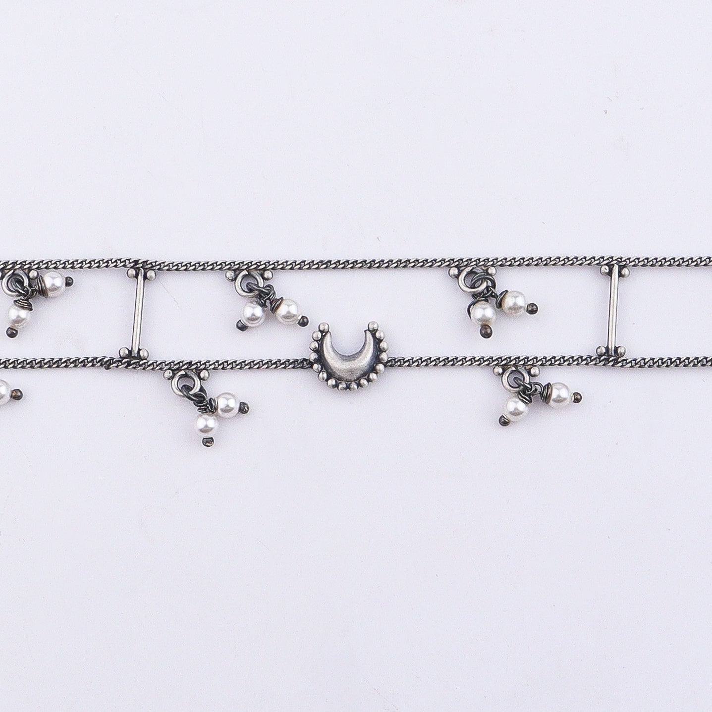 Silver Oxidized Multicharm Choker