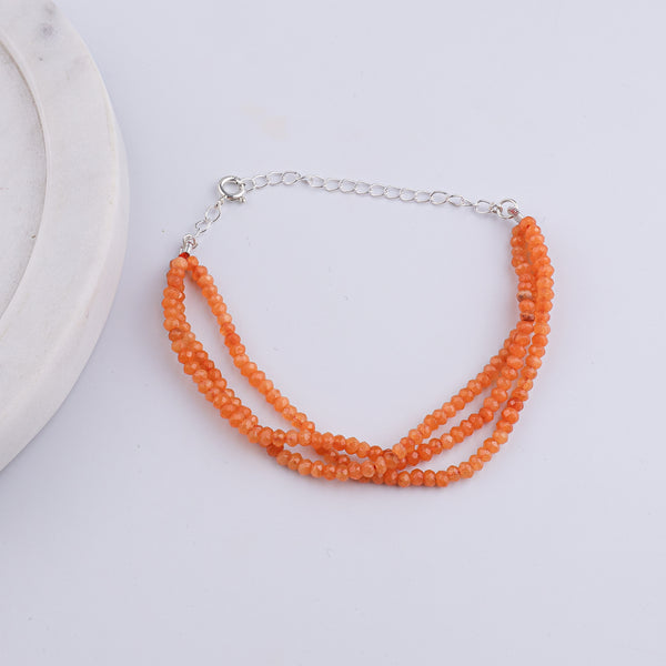 Orange Jade Silver Bracelet (Project Handmade)