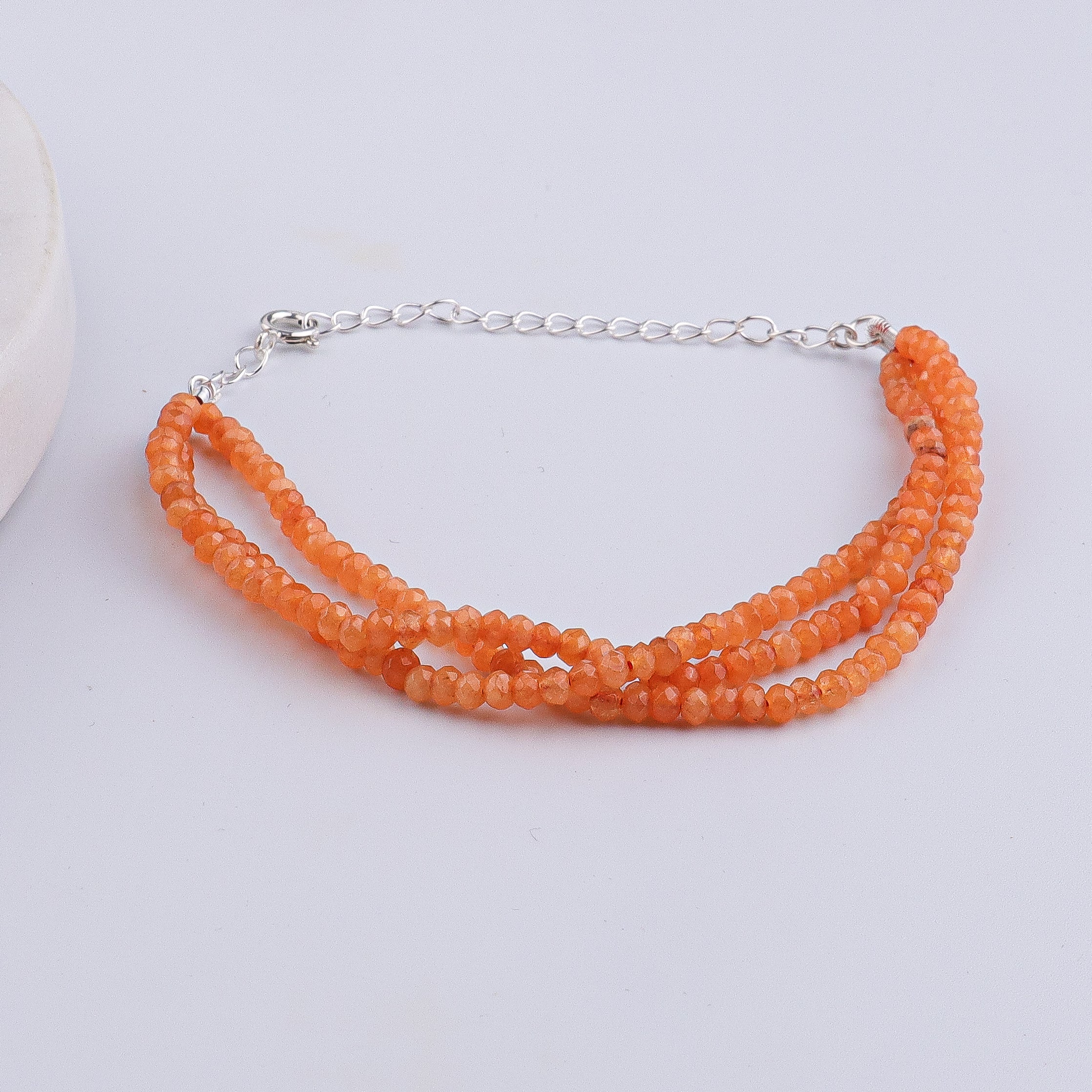 Orange Jade Silver Bracelet (Project Handmade)