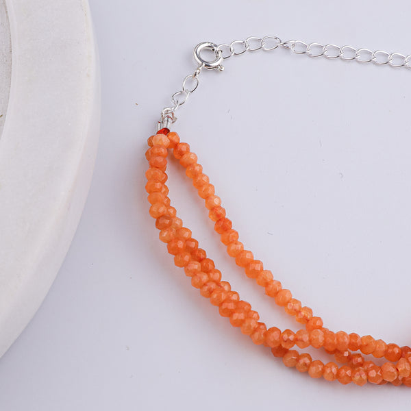 Orange Jade Silver Bracelet (Project Handmade)
