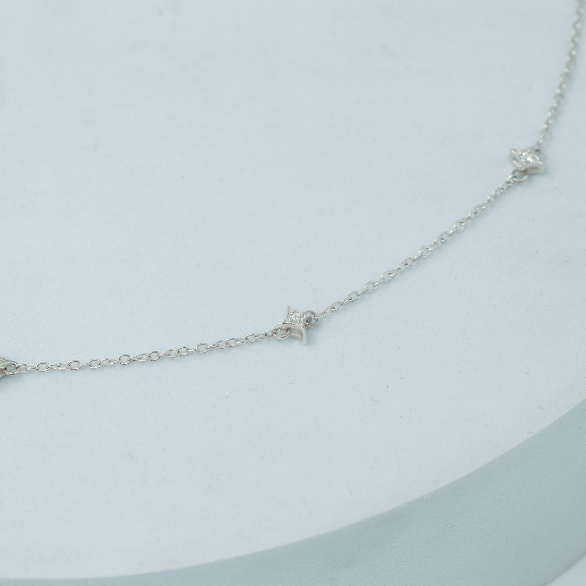 Silver Necklace with CZ Charms