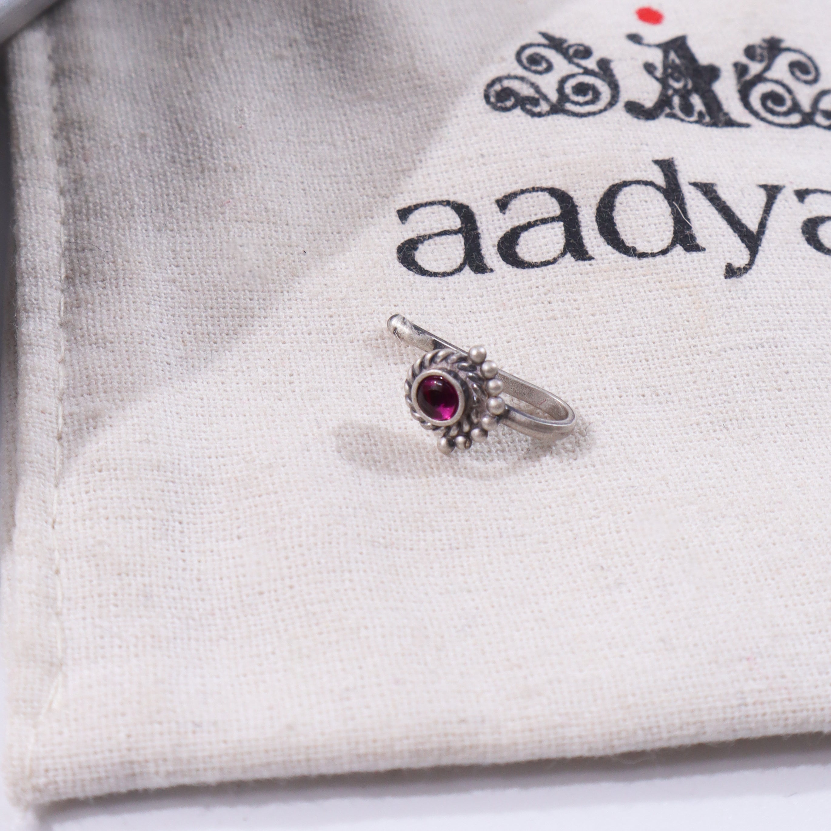 Silver Chandrika Nosepin with intricate design