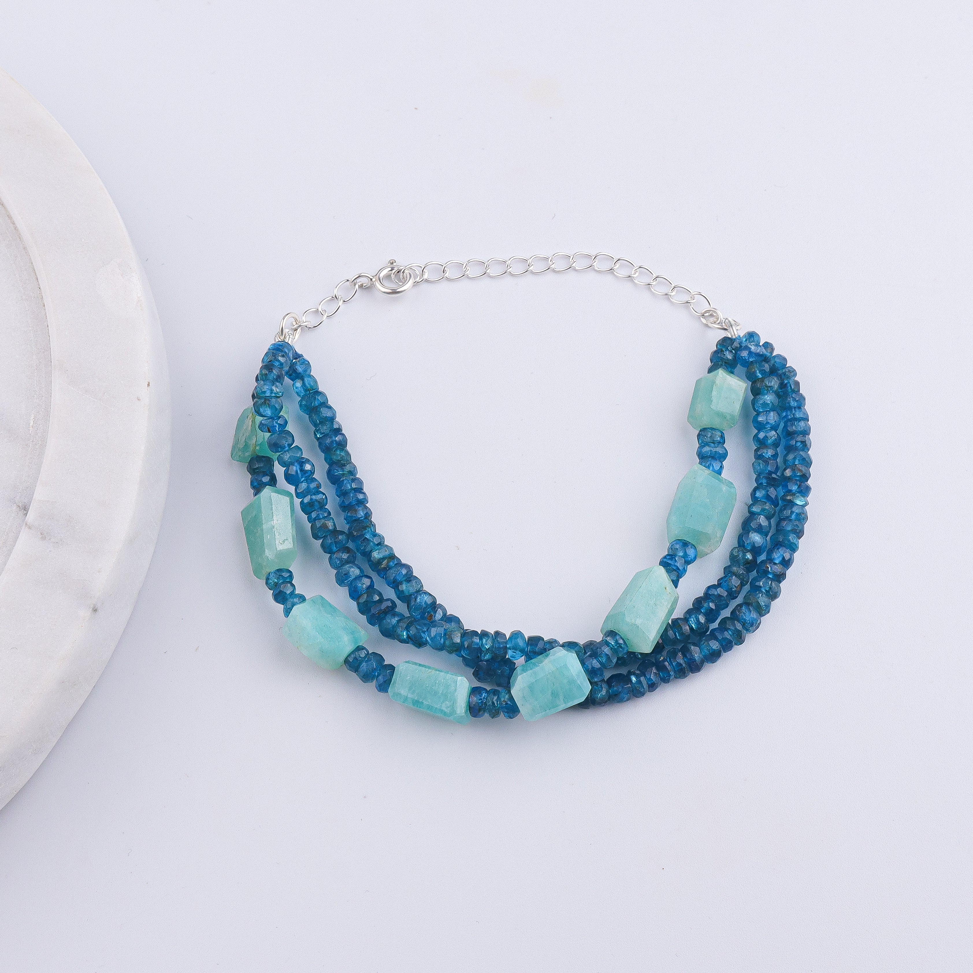 Rhodolite & Amazonite Silver Bracelet (Project Handmade)