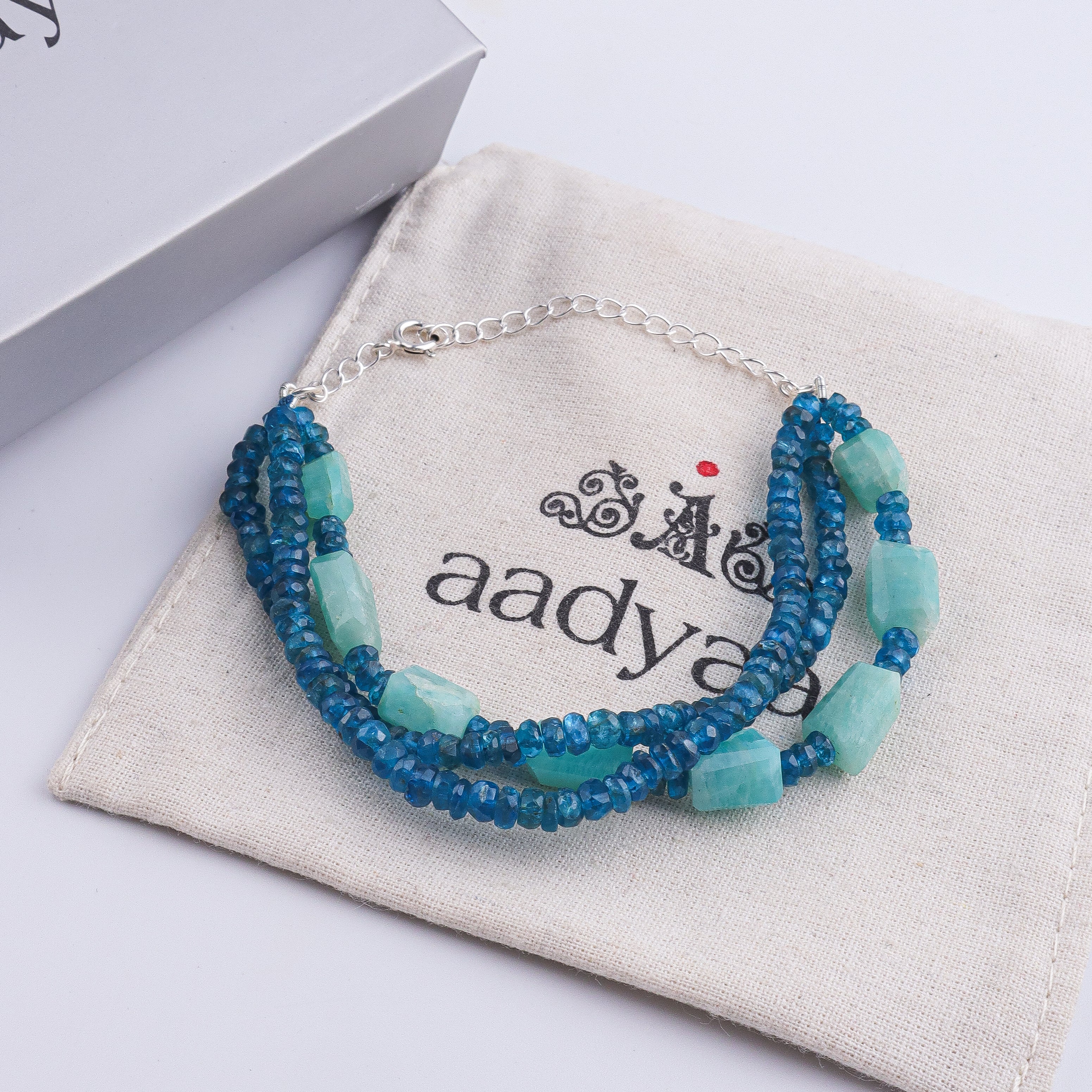 Rhodolite & Amazonite Silver Bracelet (Project Handmade)