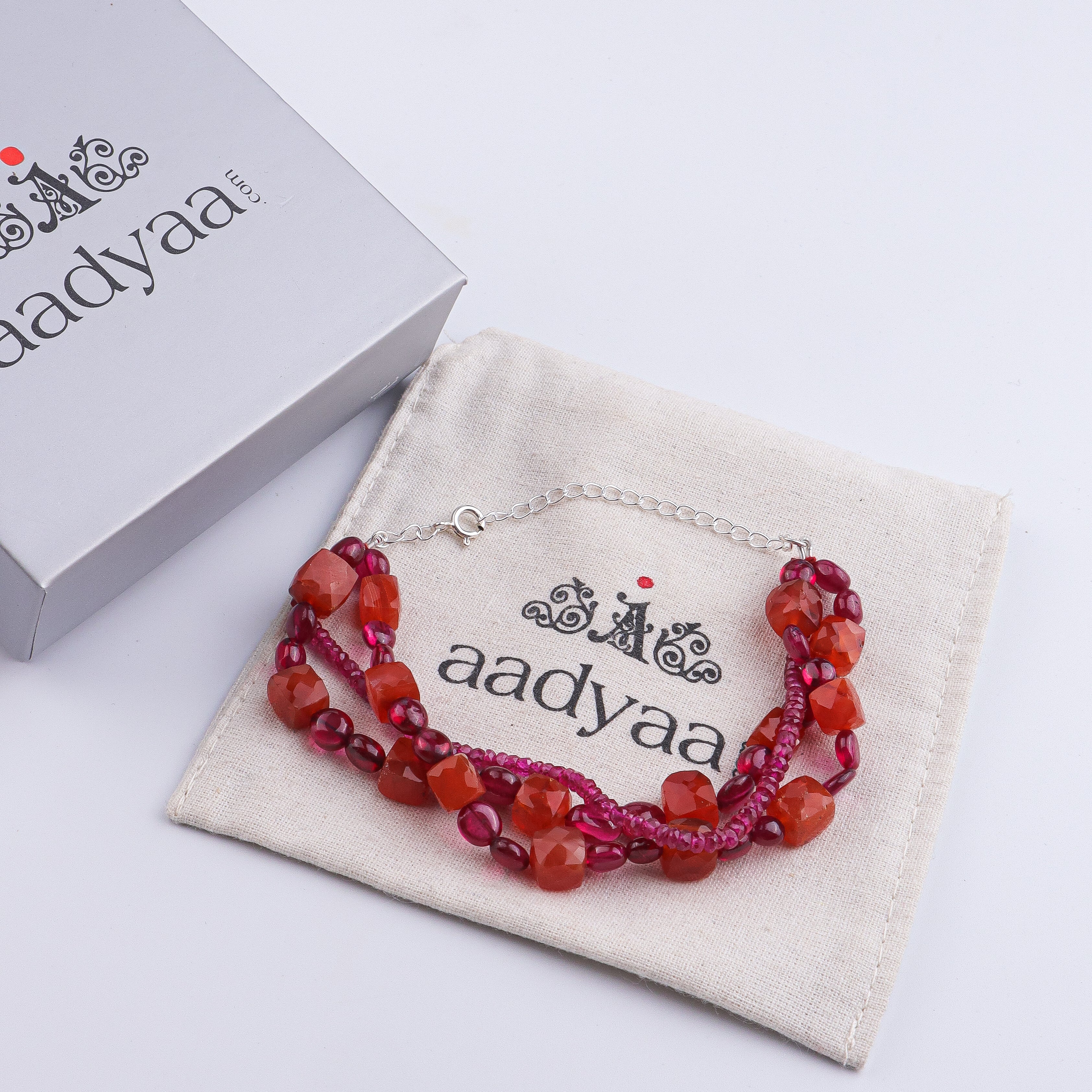 Ruby & Carnelian Silver Bracelet (Project Handmade)