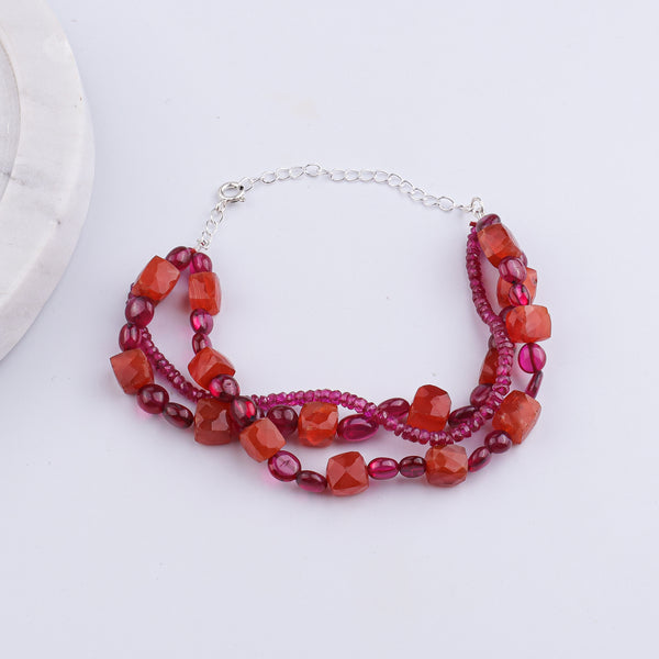 Ruby & Carnelian Silver Bracelet (Project Handmade)