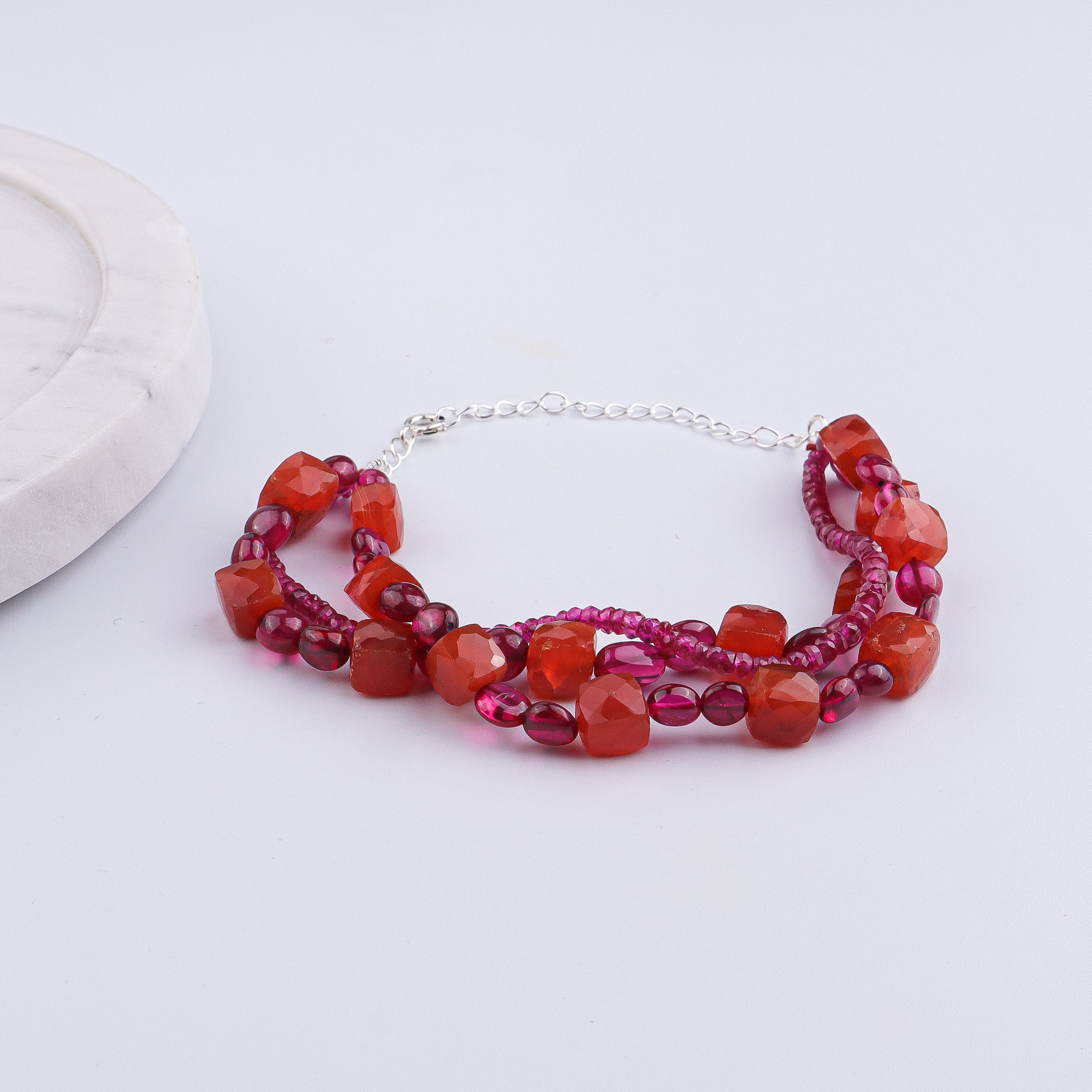 Ruby & Carnelian Silver Bracelet (Project Handmade)