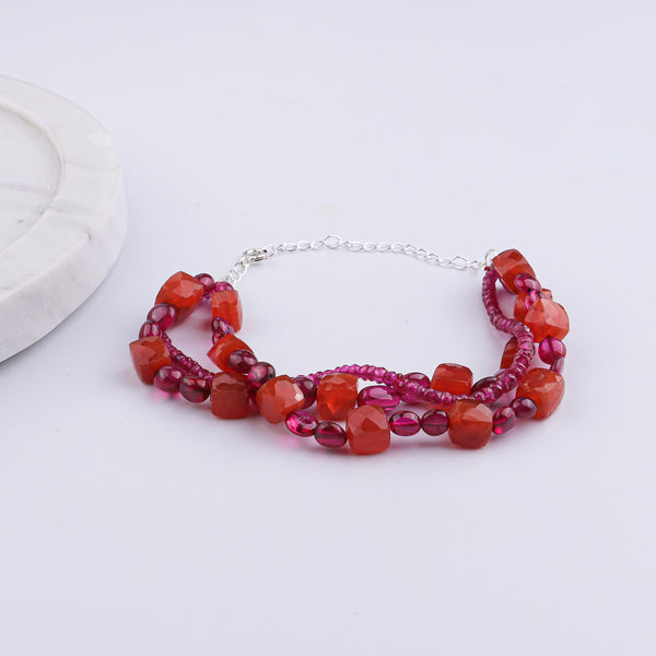 Ruby & Carnelian Silver Bracelet (Project Handmade)