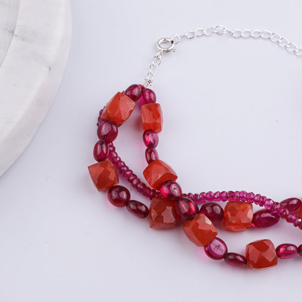 Ruby & Carnelian Silver Bracelet (Project Handmade)