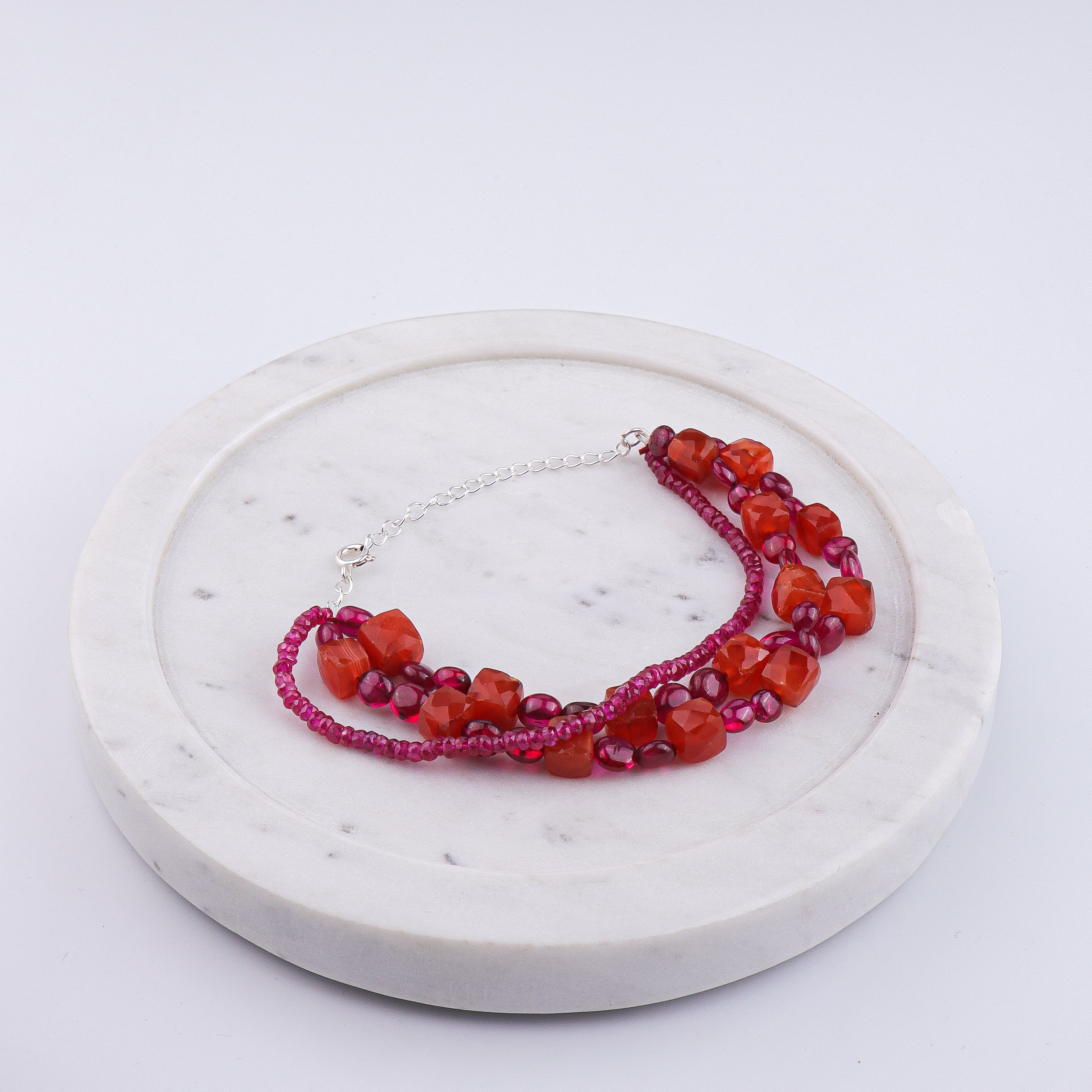 Ruby & Carnelian Silver Bracelet (Project Handmade)