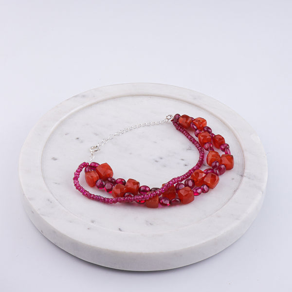Ruby & Carnelian Silver Bracelet (Project Handmade)
