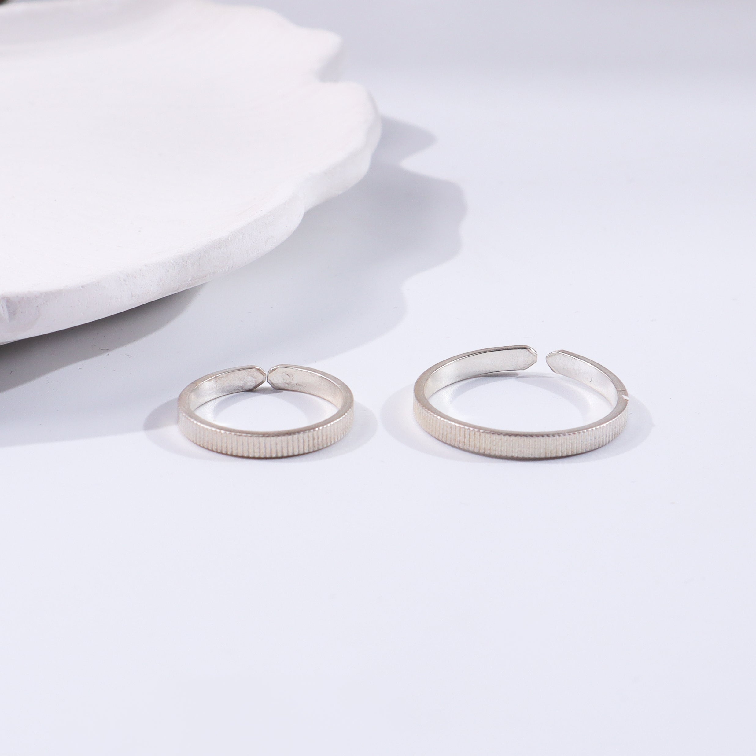 Textured silver couple rings
