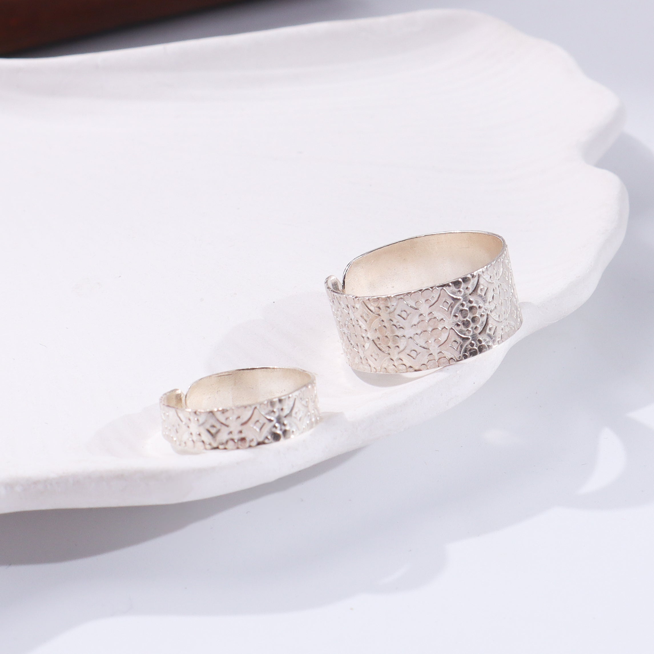 Textured couple rings silver jewelry