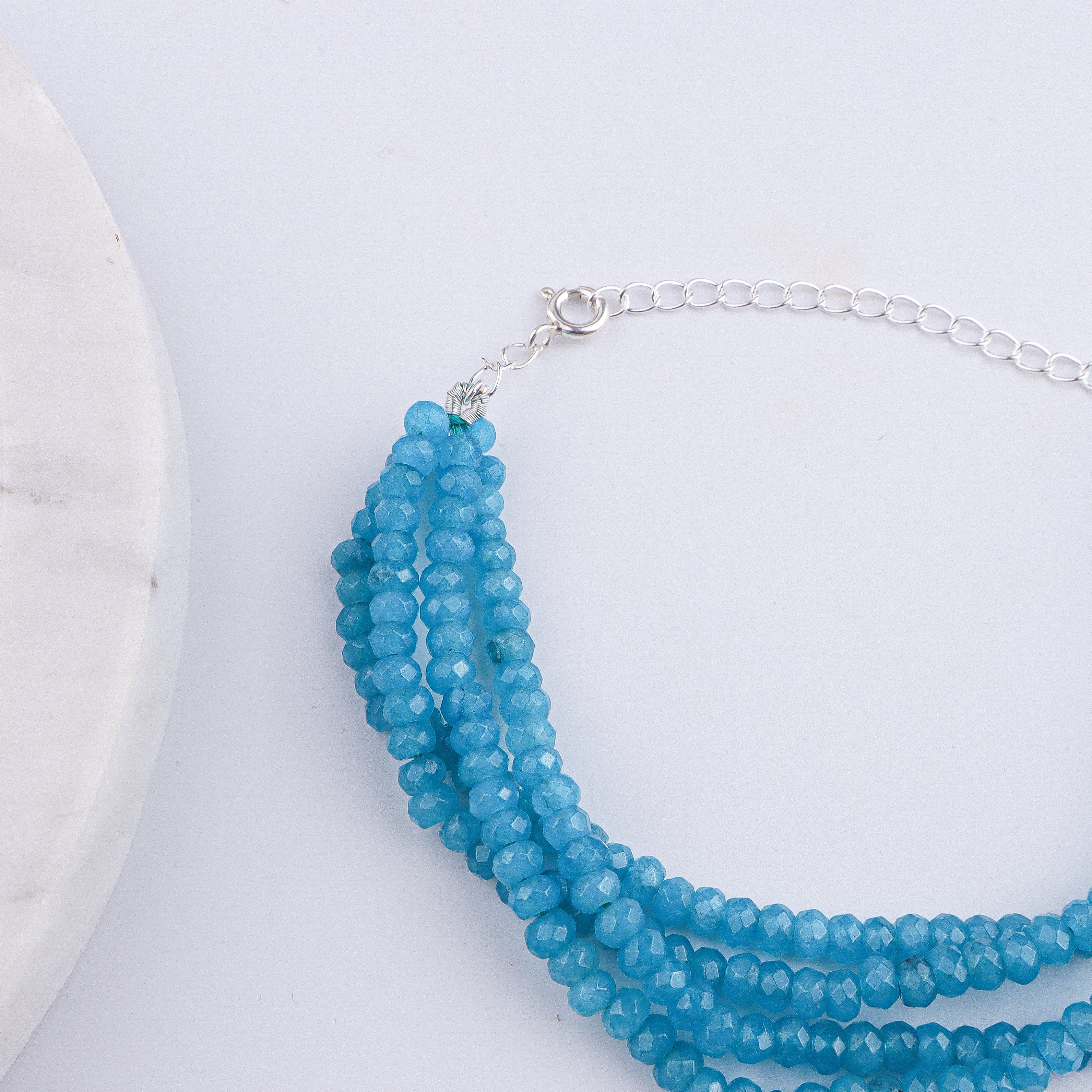 Blue Jade Silver Bracelet (Project Handmade)