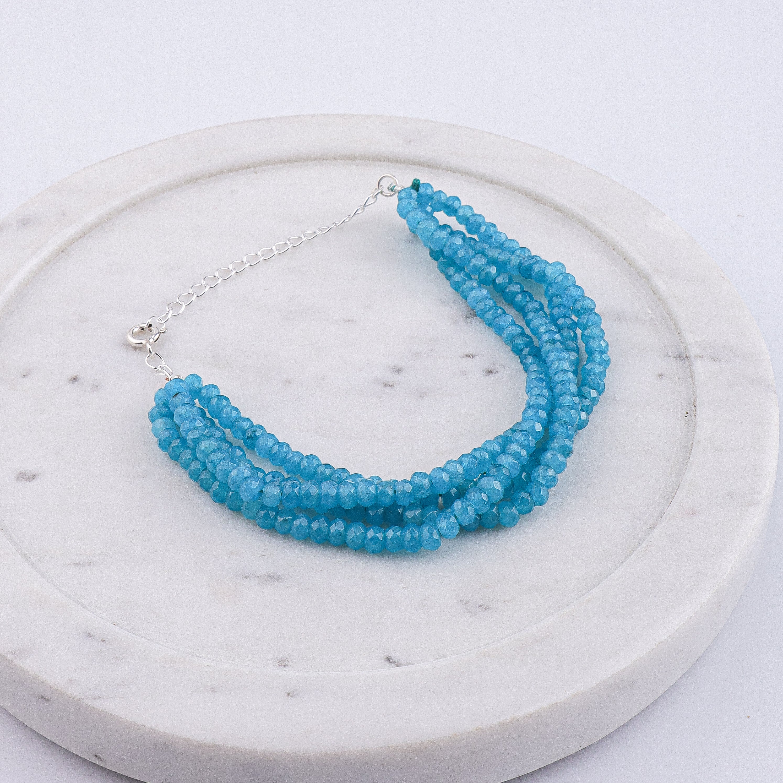 Blue Jade Silver Bracelet (Project Handmade)