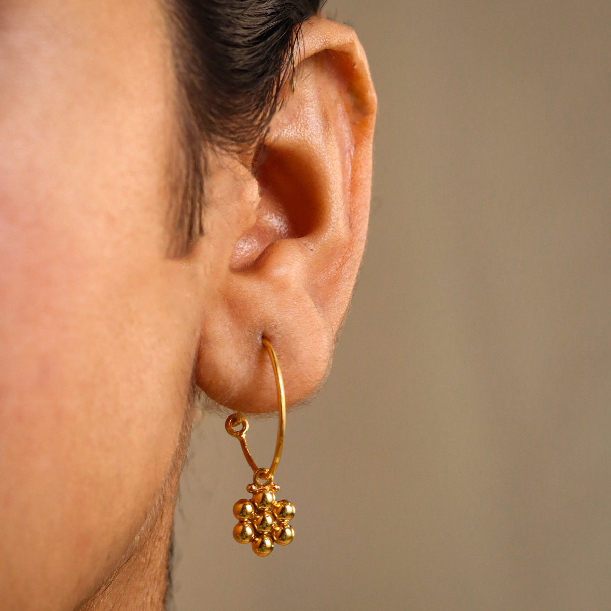 Handmade Silver Kudi Hoop: Small (Gold Plated)