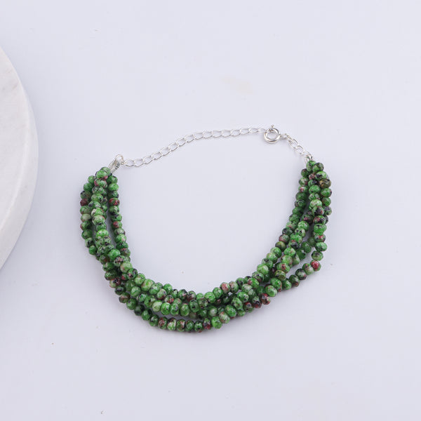 Green Jade Silver Bracelet (Project Handmade)