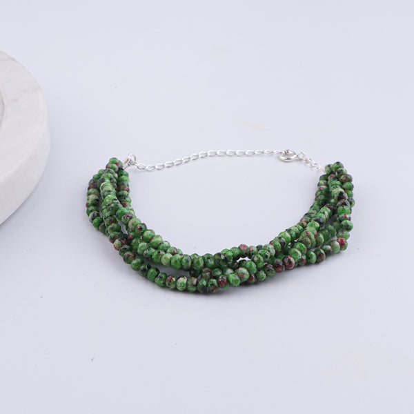 Green Jade Silver Bracelet (Project Handmade)
