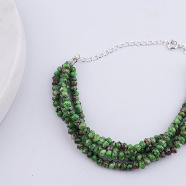 Green Jade Silver Bracelet (Project Handmade)