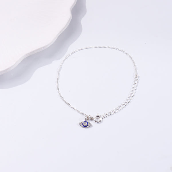 Evil Eye Bracelet with Silver Chain