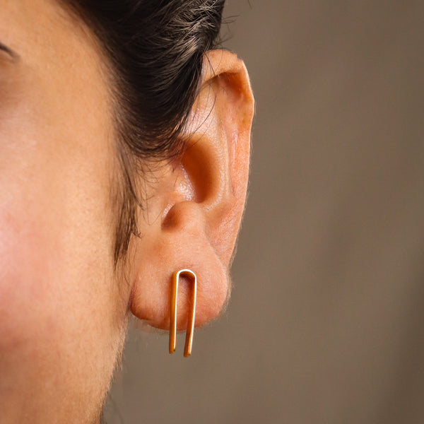 Silver Workwear Earrings : U |  92.5 Silver | 22K Gold Plated