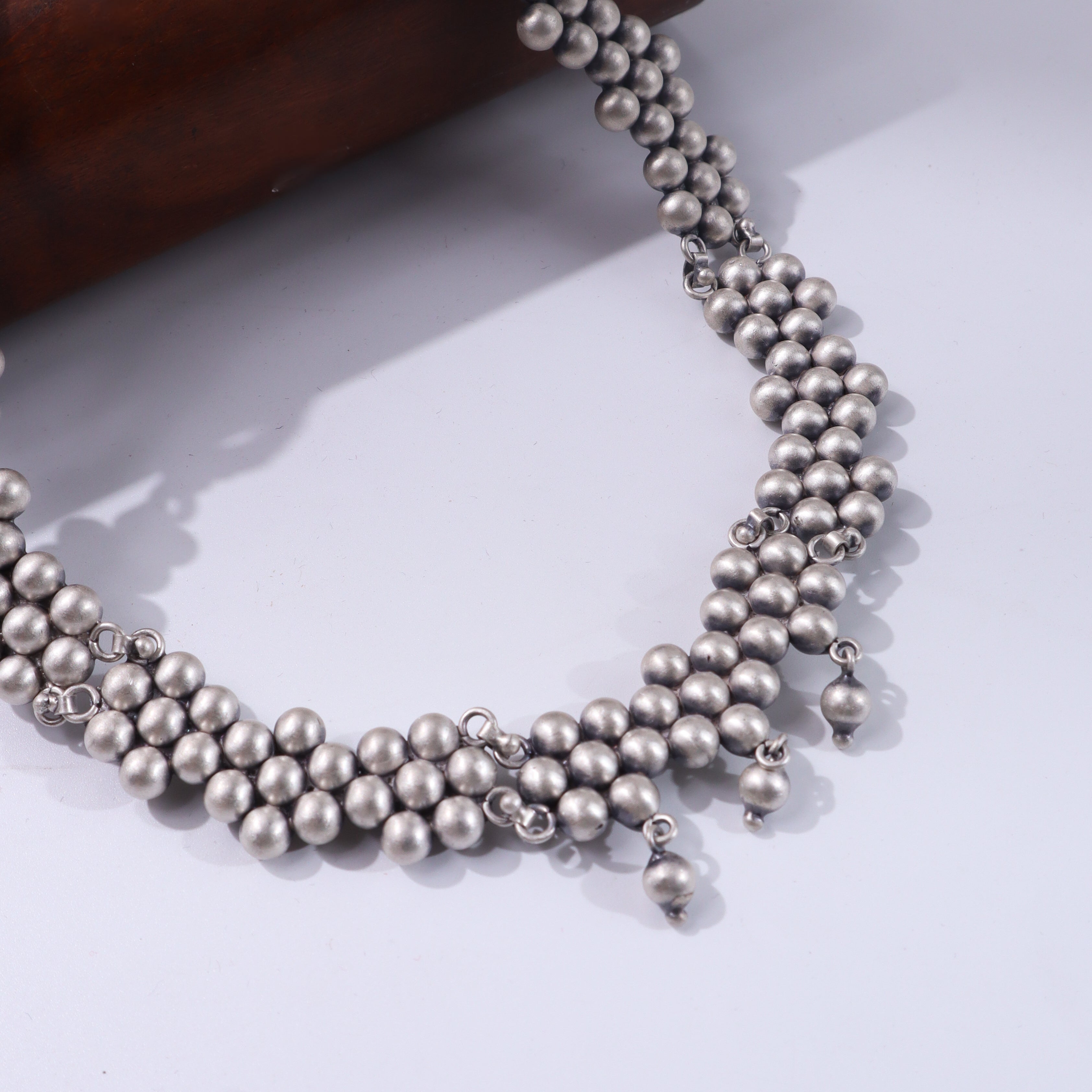 The Kudi Choker silver necklace with handcrafted beads for traditional jewelry