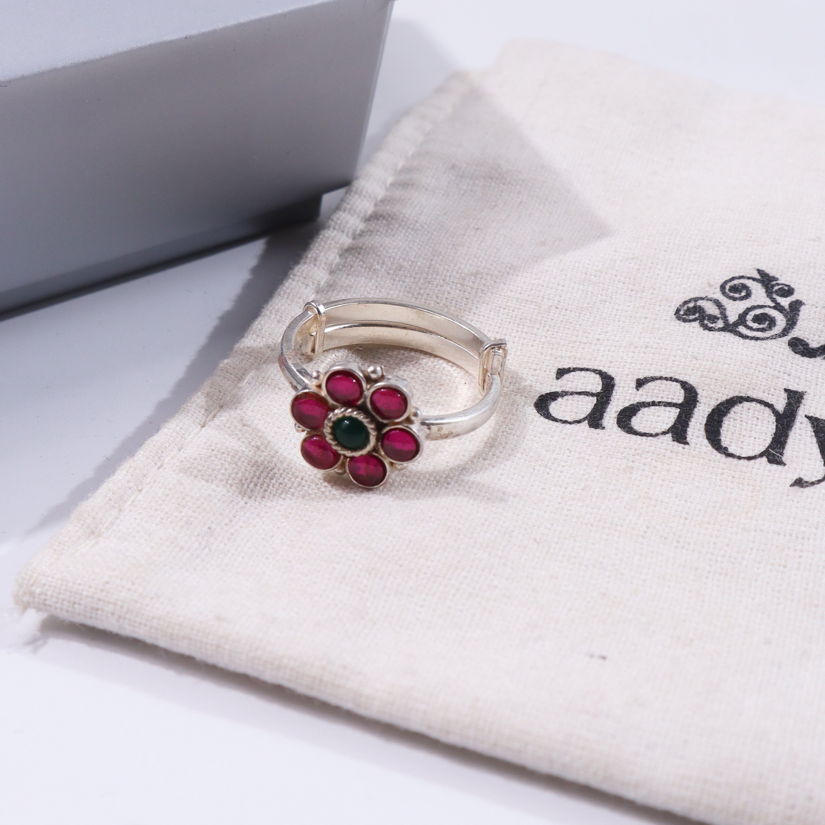 Pink Flower Ring | 92.5 Sterling Silver