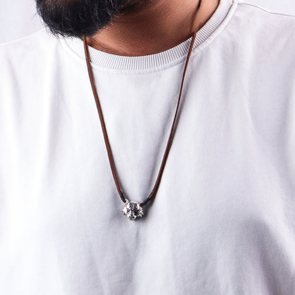 Silver Tiger pendant with Suede cord (Unisex)