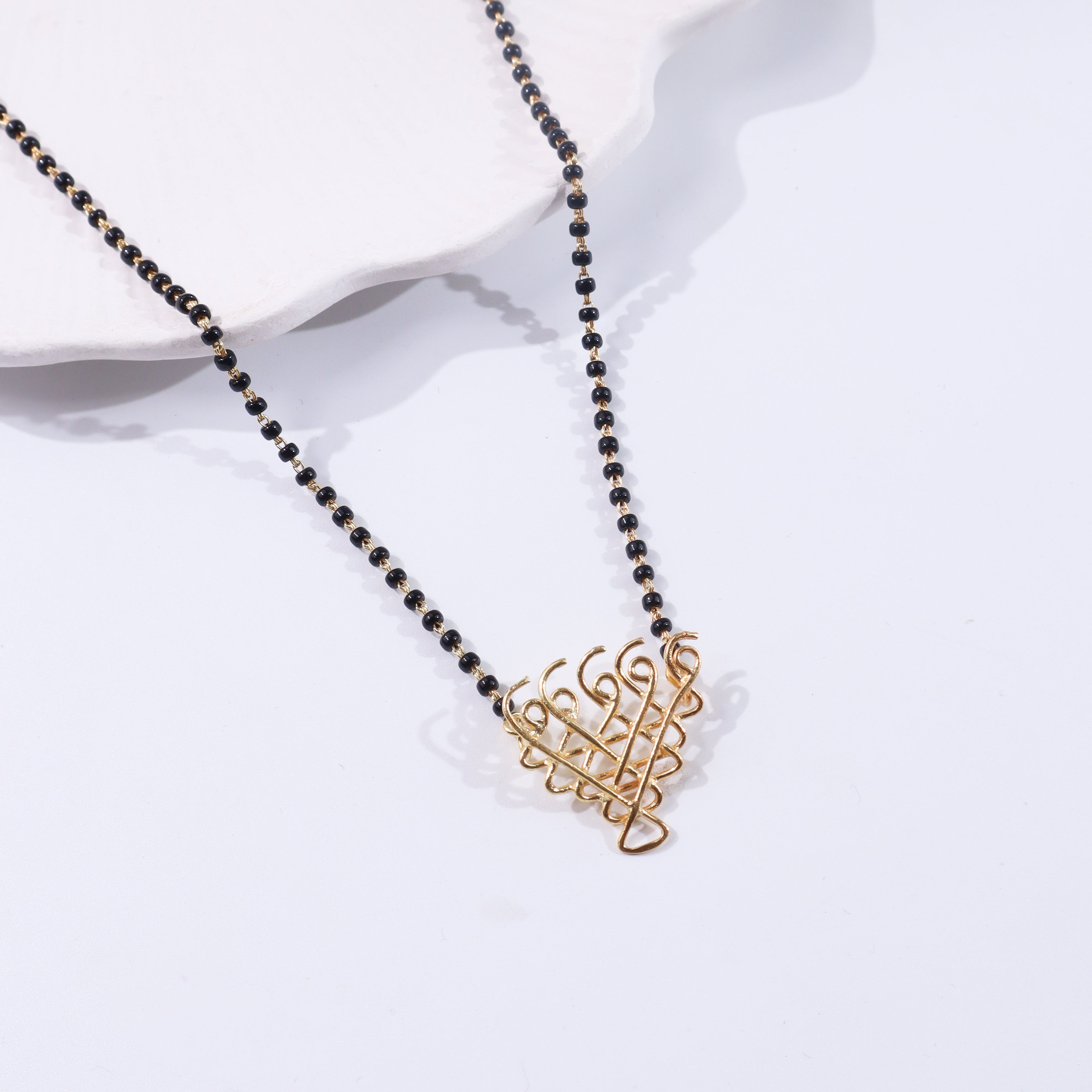 Small Motif Saraswati Mangalsutra | 22K Gold Plated
